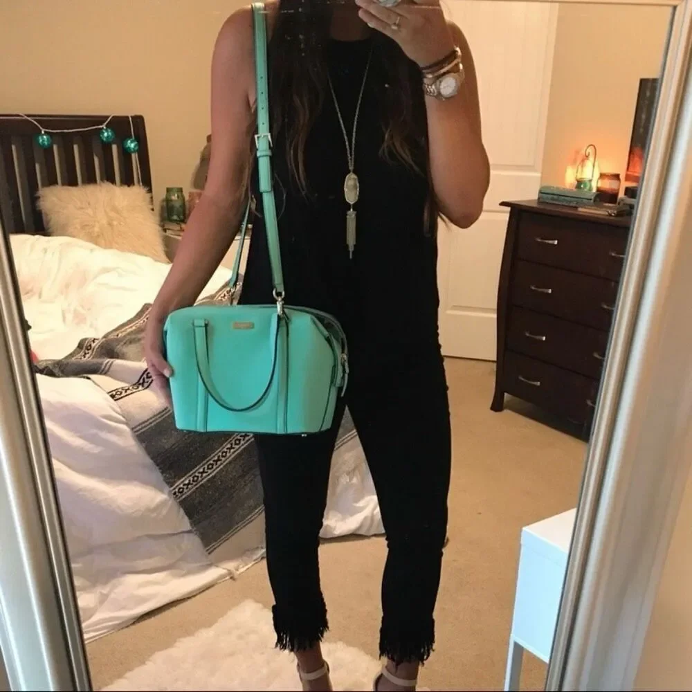 NWT Kate Spade Newbury Lane Alysia Saffiano Green Leather Crossbody Handle Bag